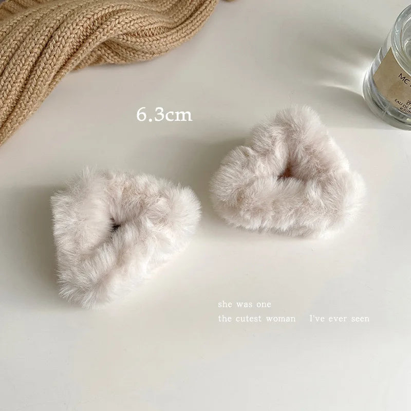 sengpan Plush Cat Ears Hair Clips For Women Girls Lamb Cashmere Hairpin Forehead Bangs Clip Fluffy Children New Winter Hair Accessories