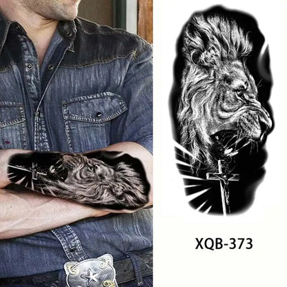 sengpan Black Forest Animal Temporary Tattoos for Men Wolf Tattoo Stickers Tiger Skull Skeleton Fake Tattoo for Women Arm Sleave