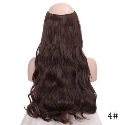 sengpan 24 Inch Invisible Wire No Clips In Hair Extension Secret Fish Line Hair Piece Straight Curly Hair Extension for Women