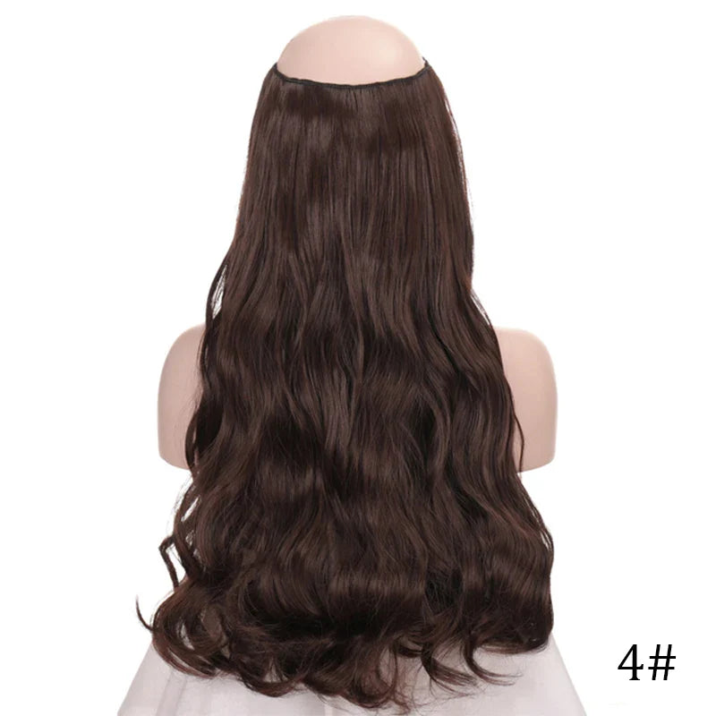 sengpan 24 Inch Invisible Wire No Clips In Hair Extension Secret Fish Line Hair Piece Straight Curly Hair Extension for Women