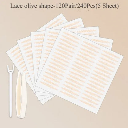 Lianfudai 240Pcs Double Fold Eyelid Tape Sticker Lace Nature Clear Beige Stripe Self-adhesive Natural Eye Makeup Make Up With Tool New