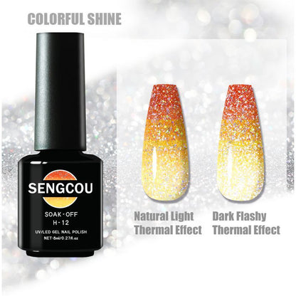 sengpan 7.3ml Thermal Gel Polish More Colors Temperature Color Changing Glitter UV Gel Varnish Soak Off UV LED Gel Lacquers Nail Polish