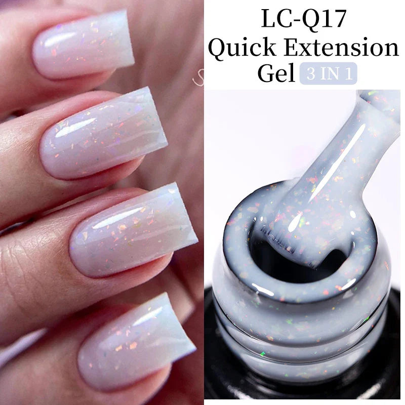 sengpan 7ML Quick Extension Gel Nail Polish Gold Foils Glitter Polish Vernis Semi Permanent UV Gel Nail Art Soak Off Hard Gel