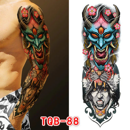 sengpan Large Arm Tattoo Sticker Full Sleeve Temporary Tattoos for Men Fish Wolf Tiger Tattoo Fake Tatoo for Women Waterproof Body Art