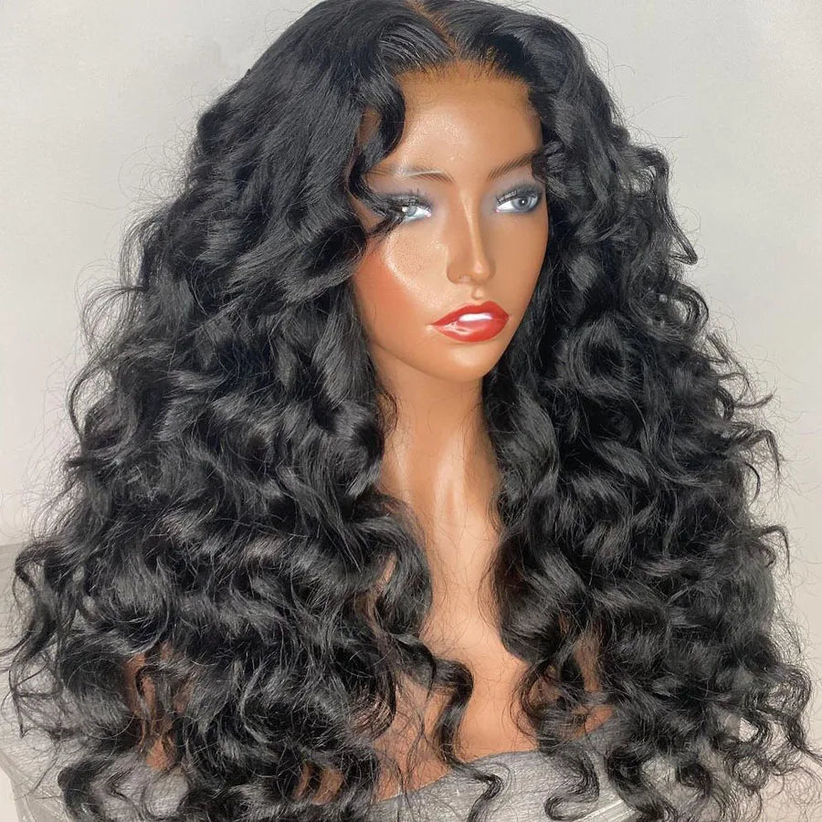 sengpan Preplucked Soft Long Black 180Density 26 inch Deep Wave Lace Front Wig For Black Women With Babyhair Glueless Daily