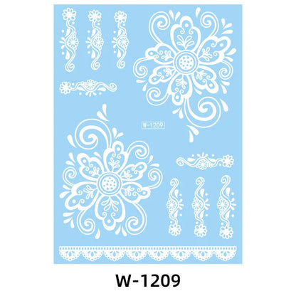 sengpan White Henna Stickers for Hand Temporary Henna Tattoos for Women Fake Tatoo Waterproof Mehndi Designs Wedding Tattoo Hena