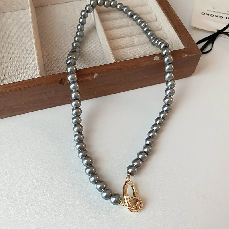 sengpan French Round Long Multi Layered Pearl Necklaces Temperament Collar Chain Sweater Chain Luxury Necklace for Women