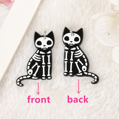 sengpan 1Pair Fashion Halloween Creative Acrylic Skull Black Cat Dangle Earrings For Women Birthday Festival Gift Lovely Jewelry