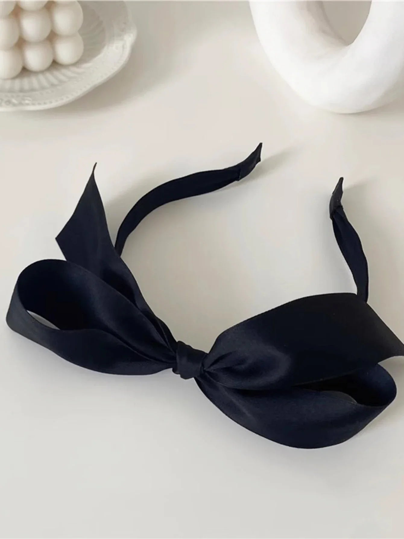 sengpan Solid Color Black Ribbon Bow Top Headband for Women Girls Fashion Bezel Female Hair Accessories