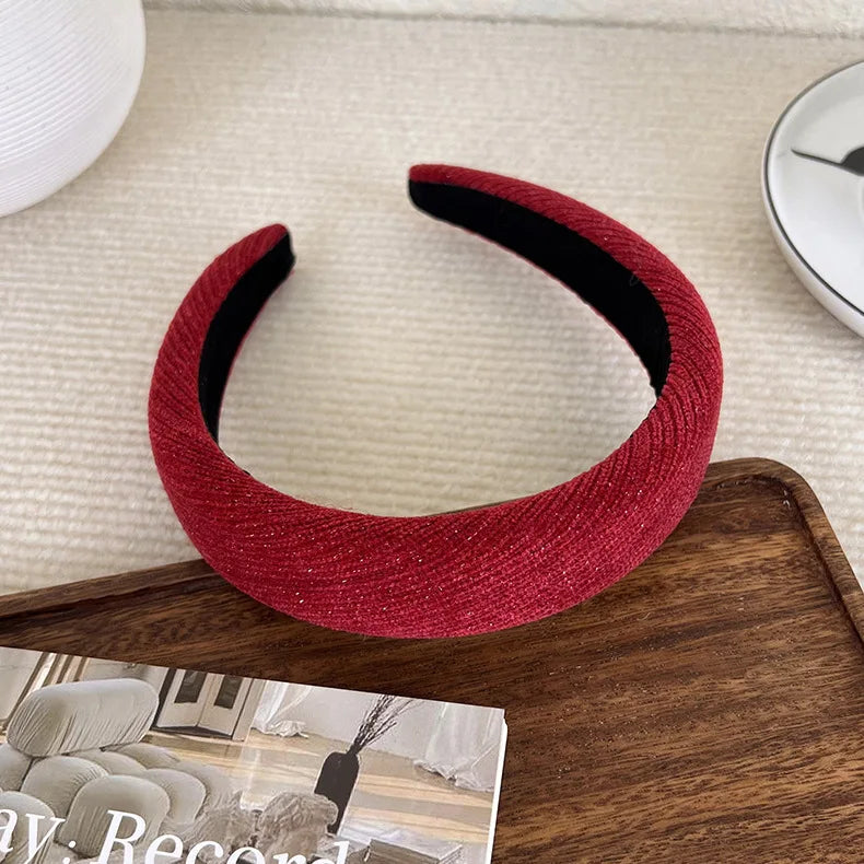 sengpan New Year's Christmas Headbands Red Series Knitted Wool Hair Hoop For Womens Elegant Lattice Hair Bands Fashion Hair Accessories