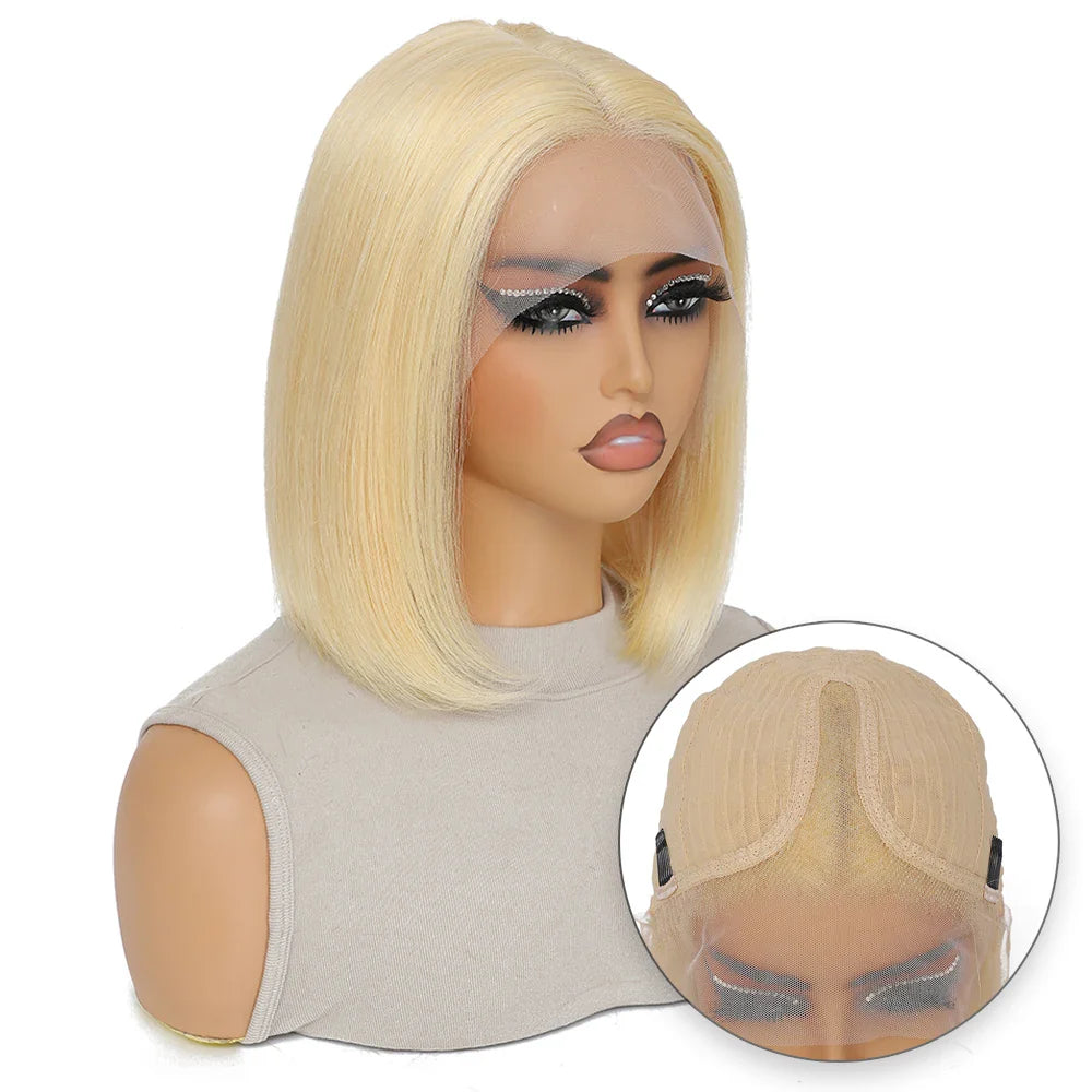 sengpan Blonde Bob Wig Human Hair 613 Lace Front Wig Human Hair 180% Density 13x4 HD Lace Frontal Wigs Human Hair Pre Plucked