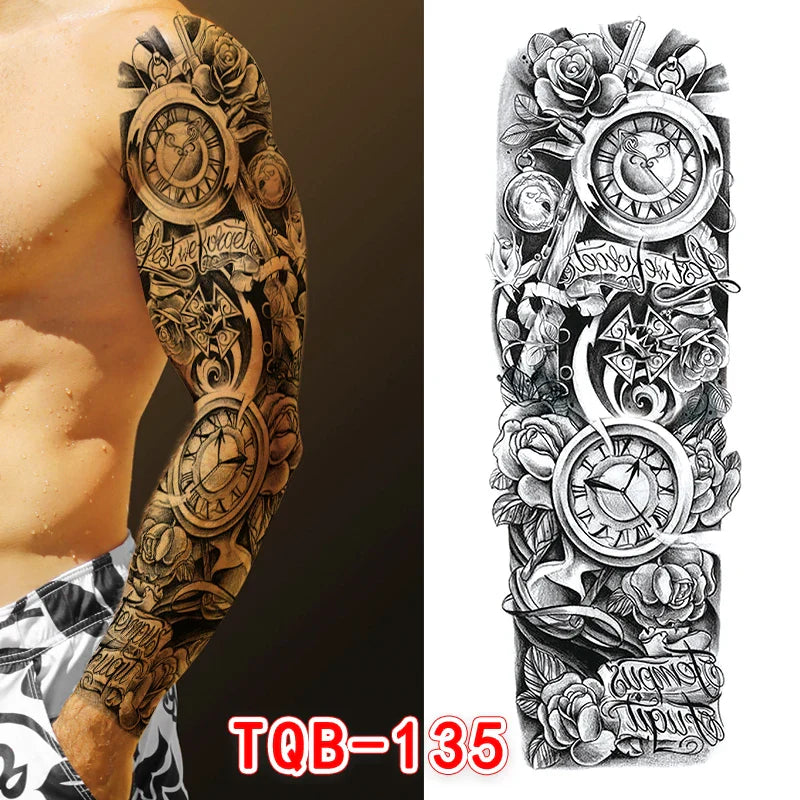 sengpan Large Arm Tattoo Sticker Full Sleeve Temporary Tattoos for Men Fish Wolf Tiger Tattoo Fake Tatoo for Women Waterproof Body Art