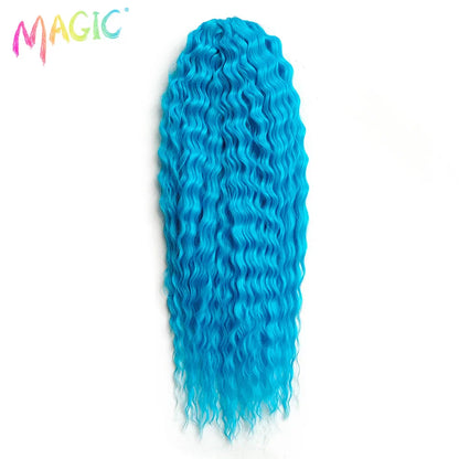 sengpan  Synthetic Hair Water Wave 24Inch Braid Hair Twist Crochet Hair Ombre Blonde Pink Deep Wave Braiding Hair Extension Cosplay