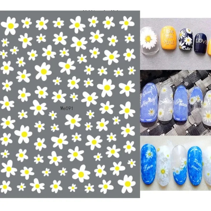 sengpan Simple Flowers 3D Nail Stickers Spring Summer Blossom Floral Tulip Fruit Nail Art Decals Adhesive Sliders Manicure Decorations