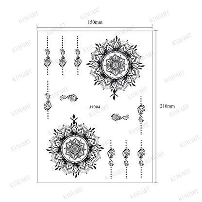 sengpan Black Henna Tattoo Stickers for Hands Temporary Tattoos Body Lace Tatoo Temporari Waterproof Fake Tattoo for Women Hena Tatoo