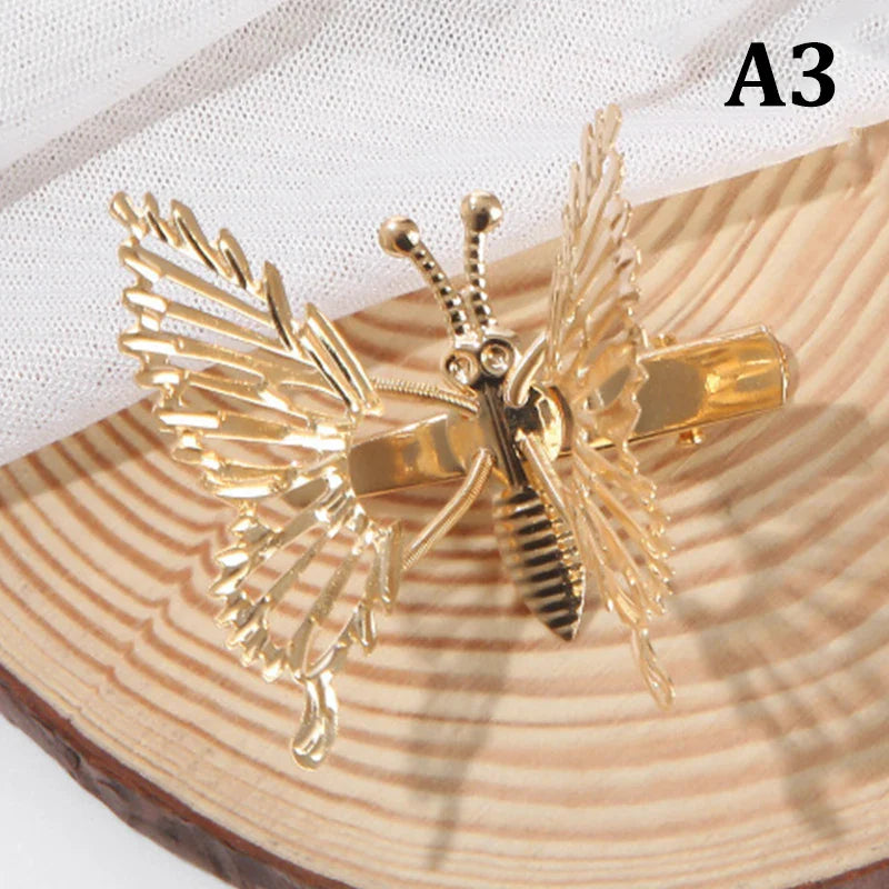 sengpan Shaking Move Wing Top Clip Bangs Clip Shiny Rhinestone Moving Butterfly Children Hairpin Alloy Hair Accessories