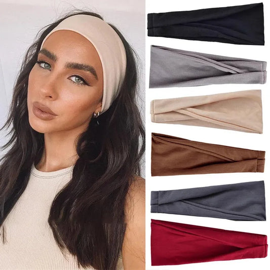 sengpan Women Headband Turban Solid Color Elastic Hair Bands Yoga Hairband Fashion Makeup Hair Hoop Vintag Headwrap Hair Accessories