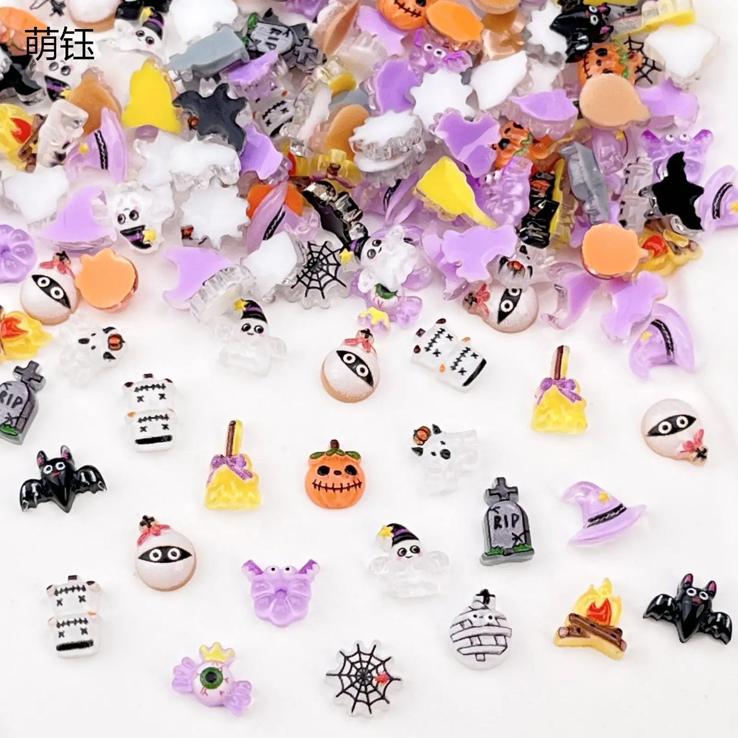 sengpan 20pcs Nail Halloween Accessories Kawaii Flatback MIni Ghost DIY Resin Nail Charms DIY Nails Figures Manicure Art Decoratio Parts