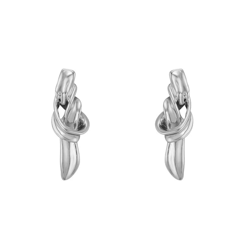 sengpan  knotted metal earrings for women fashion light luxury design temperament earrings