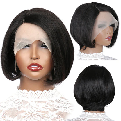 sengpan Side Part Wig Human Hair 13x1 Lace Frontal Wigs HD Transparent Short Bob Human Hair Wigs For Women Lace Front Human Hair Wig