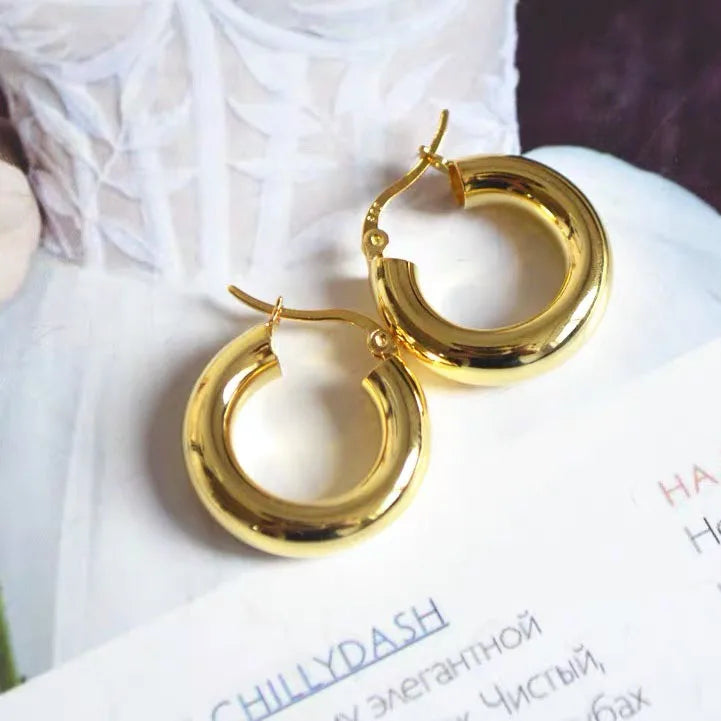 sengpan CLUB 925 Sterling Silver Round Gold Earrings For Women Girl Sexy Fashion Trendy Jewelry Gift Party Wedding pendientes