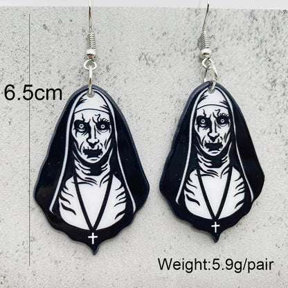 sengpan 19 kinds of Halloween Acrylic Earrings Christmas Night Horror Movie Cartoon Character Asymmetric Earring for Women Jewelry