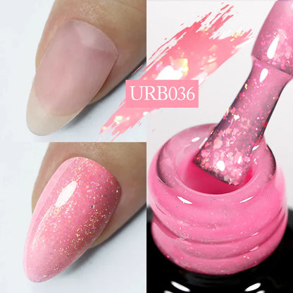 sengpan SUGAR Aurora Rubber Gel Nail Iridescent Pearl Effect Metallic Mirror Nails Manicure Soak Off UV LED No Wipe Top Coat Base Gel