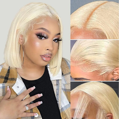 sengpan Blonde Bob Wig Human Hair 613 Bob Lace Front Wig Human Hair 13X4 Blonde lace Front Bob Wig Human Hair Pre Plucked 180% 12A