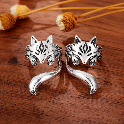 sengpan New Trendy Fox Shape Clip Earrings for Women Antique Silver Color Ear Cuff Earrings Girl Statement Jewelry