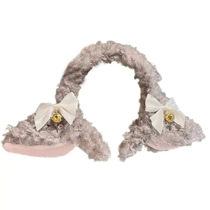 sengpan Plush Sheep Ears Headband Fashion Fancy Props Simulation Plush Hairband Handmade Bowknot Head Hoop Costume Party