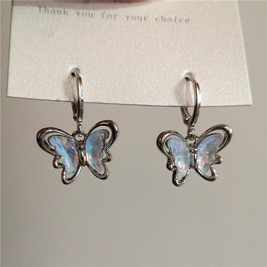 Kpop Vintage Y2K Cute Blue Butterfly Pendant Earrings For Women Egirl EMO Aesthetic Goth Trend Jewelry Accessories Hot Sale