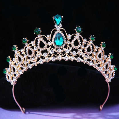 sengpan Baroque Vintage Princess Queen Bridal Crown Headwear Crystal Tiara For Women Wedding Crown Hair Dress Accessories Jewelry