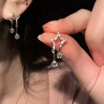 sengpan Zircon Stars Drop Earrings Fashion Exquisite Shining Girls Simple Design Studs Earring Women New Korean Trendy Jewelry Gifts