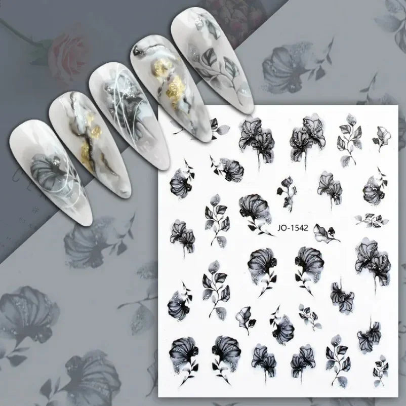 sengpan Simple Flowers 3D Nail Stickers Spring Summer Blossom Floral Tulip Fruit Nail Art Decals Adhesive Sliders Manicure Decorations