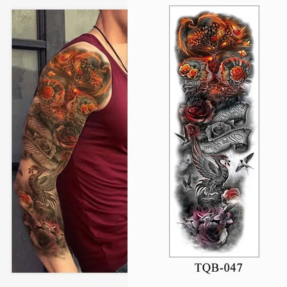 sengpan Large Arm Tattoo Sticker Full Sleeve Temporary Tattoos for Men Fish Wolf Tiger Tattoo Fake Tatoo for Women Waterproof Body Art