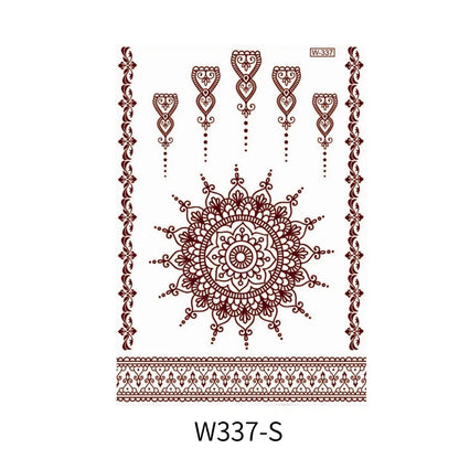 sengpan Brown Henna Lace Temporary Tattoos Sticker For Women Mehndi Stickers for Hand Neck Body Feather Flora Henna Tattoo Waterproof