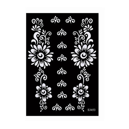 sengpan Reusable Temporary Henna Tattoo Stencil for Hand Arm Sleeve Mehndi Stencils Designs Painting Template DIY Tattoo Supplies