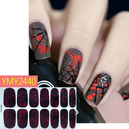 sengpan Baking Free Halloween Nail Stickers Full Sticker Fashion Nail Art Jewelry  Pumpkin Ghost Wholesale Applique Nail Sticker