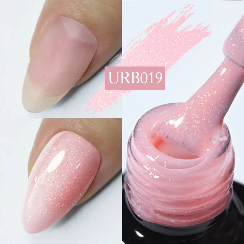 sengpan SUGAR Aurora Rubber Gel Nail Iridescent Pearl Effect Metallic Mirror Nails Manicure Soak Off UV LED No Wipe Top Coat Base Gel