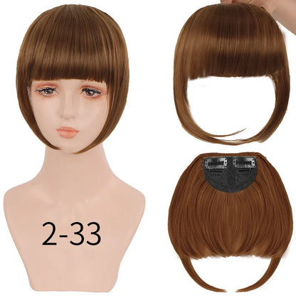 sengpan Synthetic Fake Hair Bangs Hair Clips For Extensions Natural Straigth Black Invisible Wig Women Natural Neat Hair Bang