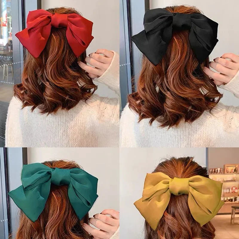 Lianfudai 1PC New Fashion Big Bow Elastic Hair Bands Ponytail Scarf Hair Ties Women Scrunchies Hair Accessories