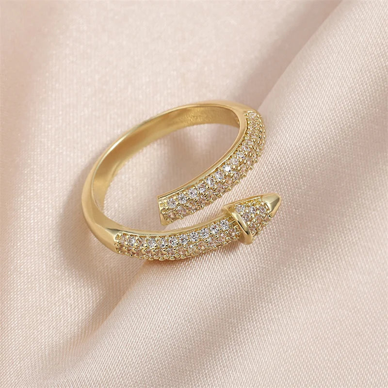 sengpan Fashion Geometric Cubic Zirconia Open Rings for Women Fashion Square Adjustable Ring Anniversary Party Jewelry Gift