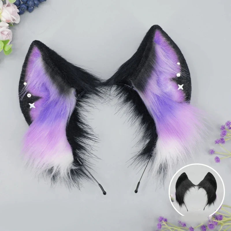 sengpan Handmade Faux Fur Plush Cat Deer Ear Headband Women Cartoon Cosplay Costume Ears Hair Hoop Halloween Party Role Play Hairband