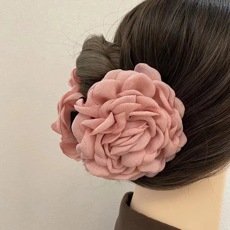 sengpan New Rose Hair Claws Hairpin Elegant Sweet Korean Lady Fabric Rose Flower Hair for Women Headwear Bow Girls Ponytail Holder Hair