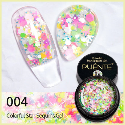 sengpan Sparkling Summer Glitter Sequins Gel Nail Polish 5ML Cream Puff Gel Soak Off UV Nail Gel Semi-permanent Varnish For Manicure