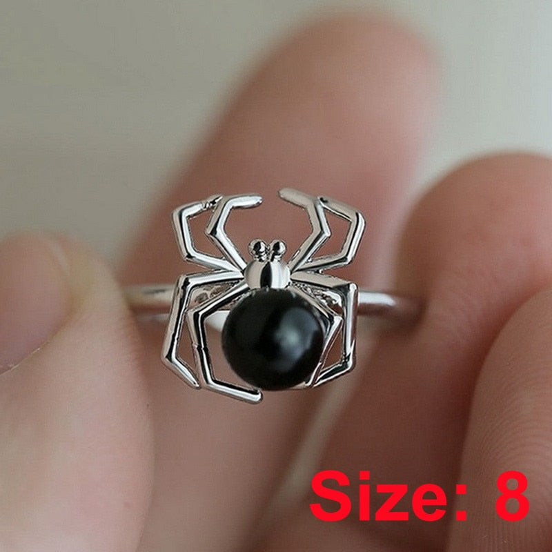 sengpan Creative Gothic Black Spider Animal Rings Funny Halloween Party Octopus Wizard Hat Ghost Pumpkins Finger Rings Halloween Jewelry