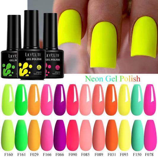 sengpan 7ML Neon Nail Gel Polish Summer Color Fluorescent Gel Nails Manicure Semi Permanent UV Gel Soak Off UV LED Nail Art Gel