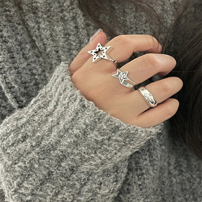 sengpan Fashion Pentagram Geometric Star Ring For Women Adjustable Finger Ring Jewelry Vintage Irregular Aesthetics Y2k Accessories