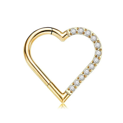 sengpan 1PC G23 Titanium Piercing Heart Earrings Hinged Segment Nose Ring Septum Helix Daith Tragus Cartilage Clicker Piercing Jewelry