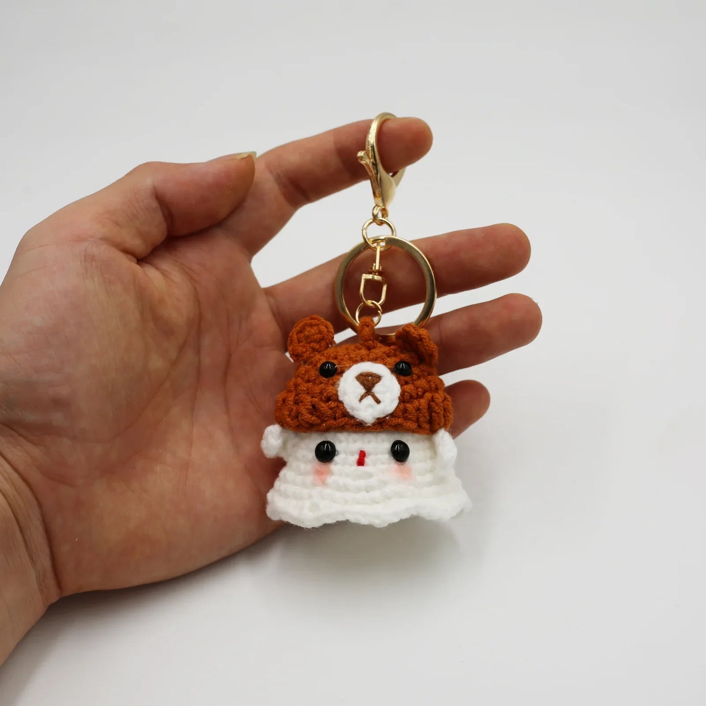 sengpan Creative Knitting Ghost Keychain Pendant Halloween Home Decoration Funny Handmade Crochet Ghost Doll Ornament Christmas Gifts